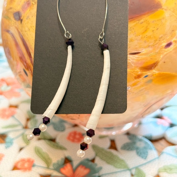 Jewelry - Elegant White and Purple Earrings